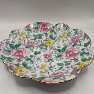 Floral Round Scalloped Shaped Trinket or Candy Dish